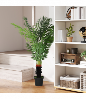 HOMCOM 150cm Artificial Areca Palm Tree with PE Leaves and Flocked Soil
