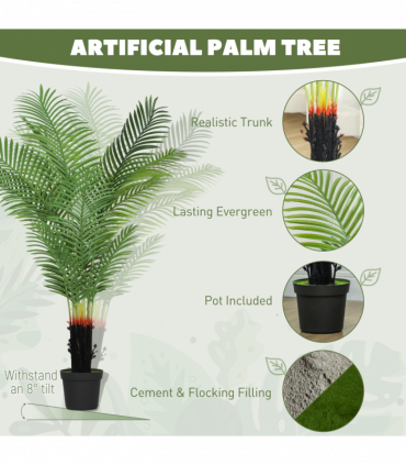 HOMCOM 150cm Artificial Areca Palm Tree with PE Leaves and Flocked Soil