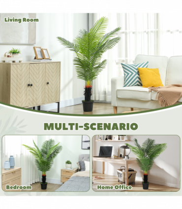HOMCOM 150cm Artificial Areca Palm Tree with PE Leaves and Flocked Soil