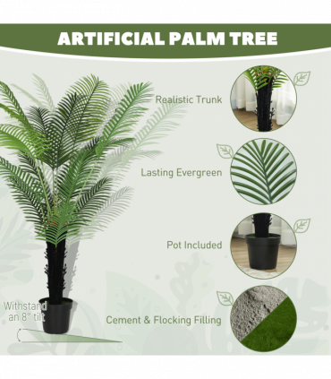 HOMCOM 175cm Artificial Areca Palm Tree with PE Leaves and Flocked Soil