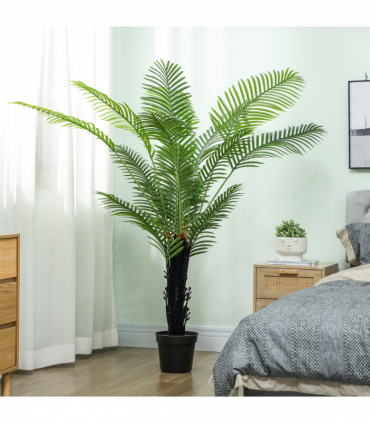 HOMCOM 175cm Artificial Areca Palm Tree with PE Leaves and Flocked Soil