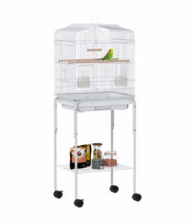 PawHut Bird Cage for Budgie Finch Canary Parakeet W/ Stand Tray White