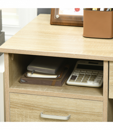 Computer Desk Writing Desk with Five Drawers for Home Office Oak