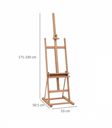 H-Frame Studio Easel Height Adjustable with Canvas Holder Pencil Case Vinsetto