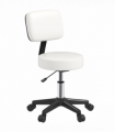 Swivel Salon Chair - Adjustable Height 43-55cm - Padded Seat Back 5 Wheels White