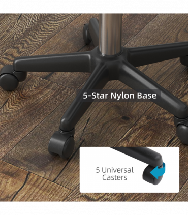 Swivel Salon Chair - Adjustable Height 43-55cm - Padded Seat Back 5 Wheels White