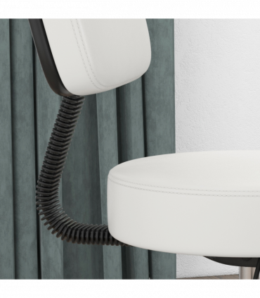 Swivel Salon Chair - Adjustable Height 43-55cm - Padded Seat Back 5 Wheels White