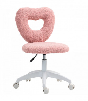 HOMCOM Armless Heart Desk Chair, Makeup Vanity Chair for Home, Pink