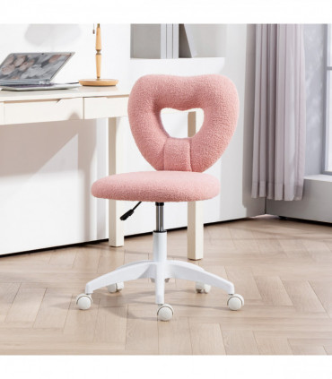 HOMCOM Armless Heart Desk Chair, Makeup Vanity Chair for Home, Pink