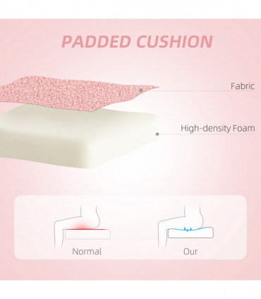 HOMCOM Armless Heart Desk Chair, Makeup Vanity Chair for Home, Pink