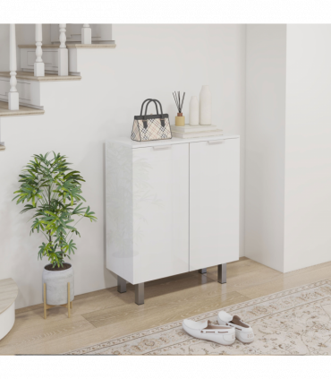 HOMCOM Shoe Storage Cabinet with Soft-Close Hinges & Adjust Shelves, High Gloss