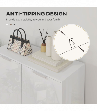 HOMCOM Shoe Storage Cabinet with Soft-Close Hinges & Adjust Shelves, High Gloss