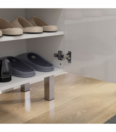 HOMCOM Shoe Storage Cabinet with Soft-Close Hinges & Adjust Shelves, High Gloss