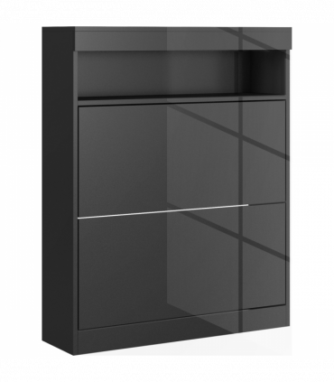 HOMCOM Wall Mounted or Freestanding Shoe Cabinet with 2 Flip Drawers, Black