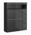 HOMCOM Wall Mounted or Freestanding Shoe Cabinet with 2 Flip Drawers, Black