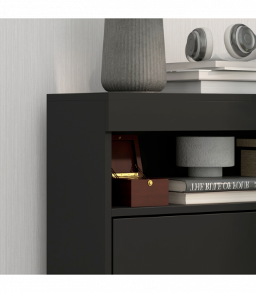 HOMCOM Wall Mounted or Freestanding Shoe Cabinet with 2 Flip Drawers, Black