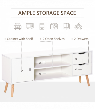 Modern TV Stand  Storage Shelf Media Console Table Entertainment Center