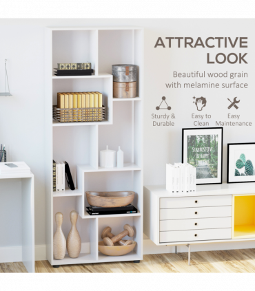 Multipurpose 8-Grid Bookshelf Decorative Shelf, Bathroom, Kitchen White