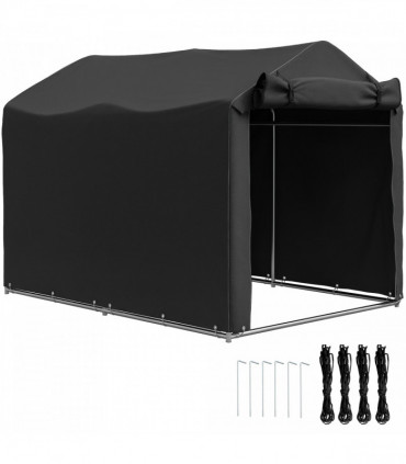 Outsunny Garden Tool Storage Shed with Roll-up Zipper Door, Black