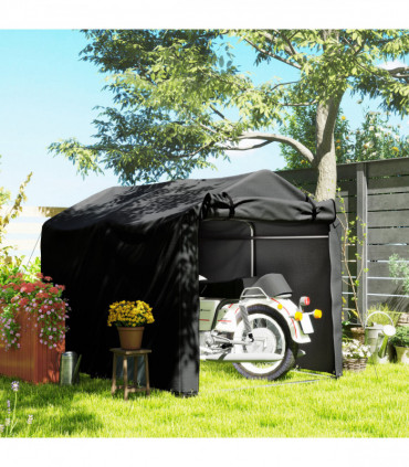 Outsunny Garden Tool Storage Shed with Roll-up Zipper Door, Black