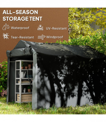 Outsunny Garden Tool Storage Shed with Roll-up Zipper Door, Black