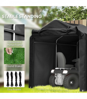 Outsunny Garden Tool Storage Shed with Roll-up Zipper Door, Black