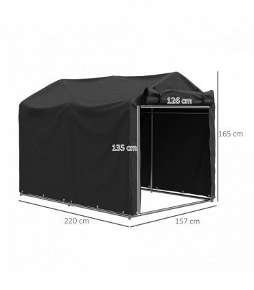 Outsunny Garden Tool Storage Shed with Roll-up Zipper Door, Black