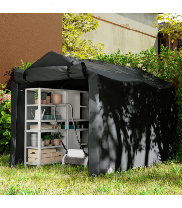 Outsunny Garden Tool Storage Shed with Roll-up Zipper Door, Black