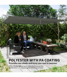 Outsunny Pergola Shade Cover Replacement Canopy for 4 x 3(m) Pergola, Light Grey