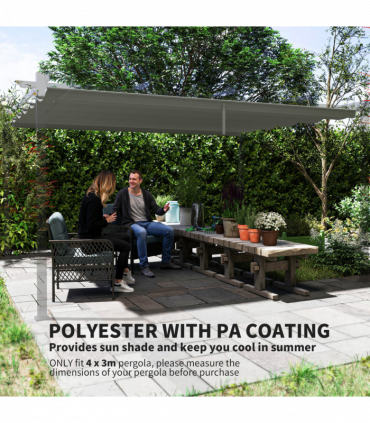 Outsunny Pergola Shade Cover Replacement Canopy for 4 x 3(m) Pergola, Light Grey