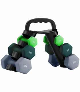SPORTNOW Dumbbells Set with Storage Rack, 2 x 1kg, 2 x 3kg, 2 x 5kg, Green