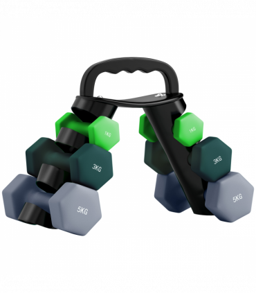 SPORTNOW Dumbbells Set with Storage Rack, 2 x 1kg, 2 x 3kg, 2 x 5kg, Green