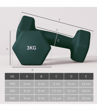 SPORTNOW Dumbbells Set with Storage Rack, 2 x 1kg, 2 x 3kg, 2 x 5kg, Green