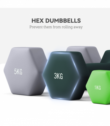 SPORTNOW Dumbbells Set with Storage Rack, 2 x 1kg, 2 x 3kg, 2 x 5kg, Green