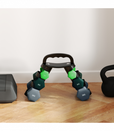SPORTNOW Dumbbells Set with Storage Rack, 2 x 1kg, 2 x 3kg, 2 x 5kg, Green