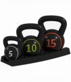 SPORTNOW Set of Three Kettlebell Weights with Storage Tray, 2.2kg, 4.5kg, 6.8kg