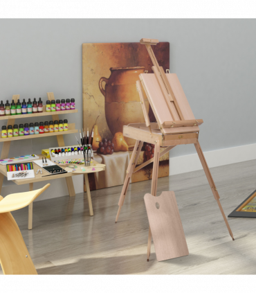 Tripod Art Easel Wooden Drawing Board Workstation Folding French Sketch HOMCOM