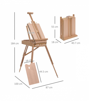Tripod Art Easel Wooden Drawing Board Workstation Folding French Sketch HOMCOM