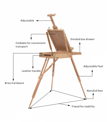 Tripod Art Easel Wooden Drawing Board Workstation Folding French Sketch HOMCOM