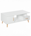 Coffee Table with Storage, Sofa Side Table with Shelf & Drawer White
