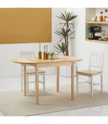 Expandable Pinewood Drop Leaf Dining Table for 4-6 People - Natural Finish