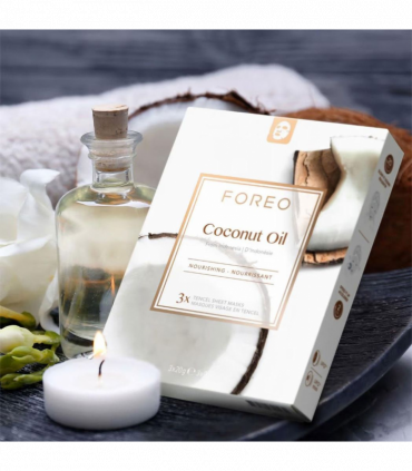 FOREO Sheet Mask with Coconut Oil Extracts Farm To Face Moisture-Boosting, 3 Pcs