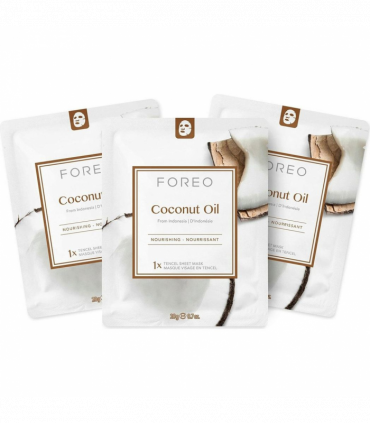 FOREO Sheet Mask with Coconut Oil Extracts Farm To Face Moisture-Boosting, 3 Pcs