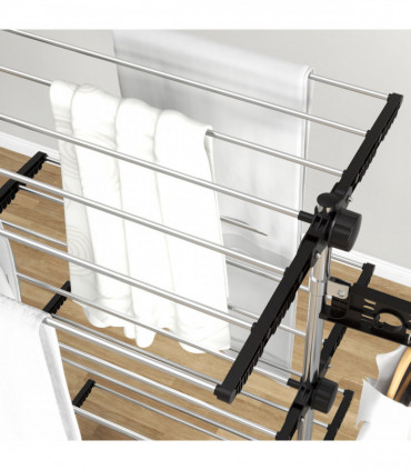 HOMCOM 4-Tier Large Clothes Airer Stainless Steel Clothes Drying Rack Black