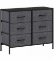 HOMCOM 6 Drawer Fabric Chest of Drawers w/ Wooden Top for Hallway Black