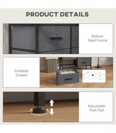 HOMCOM 6 Drawer Fabric Chest of Drawers w/ Wooden Top for Hallway Black