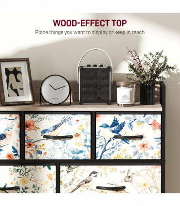 HOMCOM 7-Drawer Chest of Drawers, Fabric Dresser, White