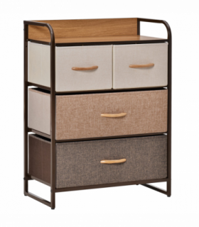 Fabric Chest of Drawers Multi-colored 78.5H x 58W x 29Dcm Solid Metal Frame