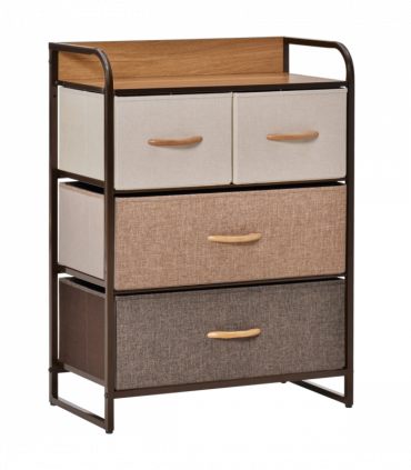 Fabric Chest of Drawers Multi-colored 78.5H x 58W x 29Dcm Solid Metal Frame