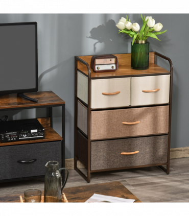 Fabric Chest of Drawers Multi-colored 78.5H x 58W x 29Dcm Solid Metal Frame